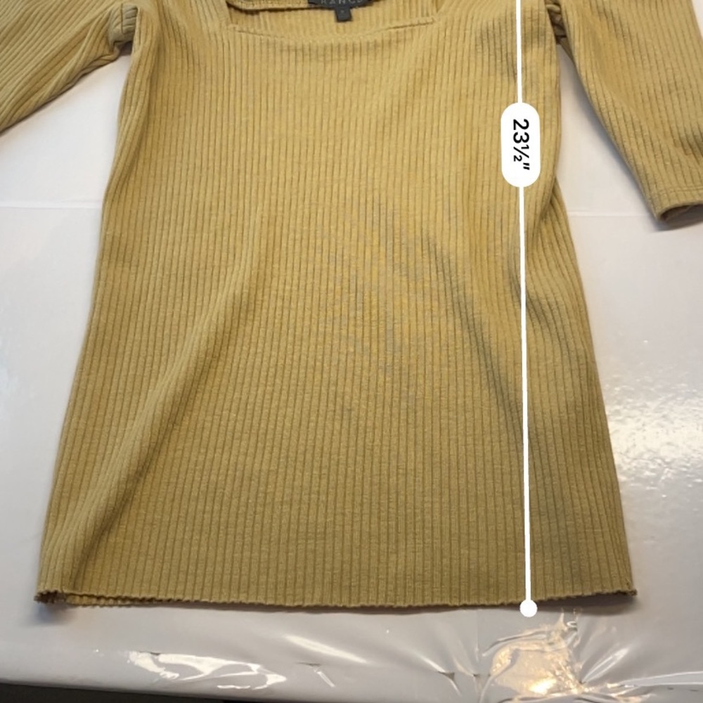 THE RANGE Ribbed Knit Puff Sleeve Neutral Classic Top  Beige Tan Size Small - Picture 13 of 17